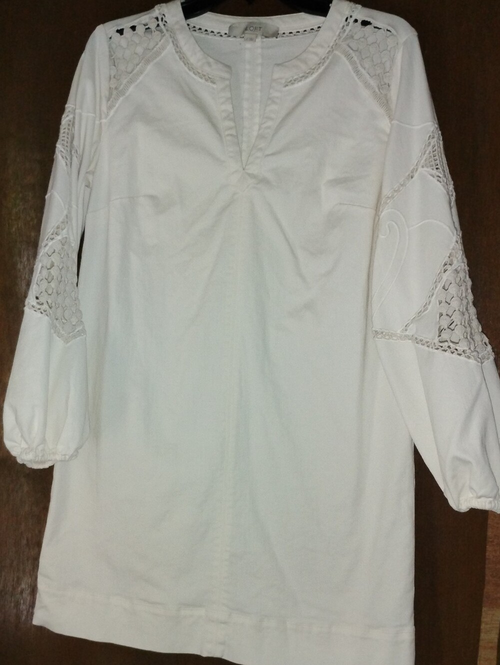 LOFT White Crochet Sleeve Mini Dress